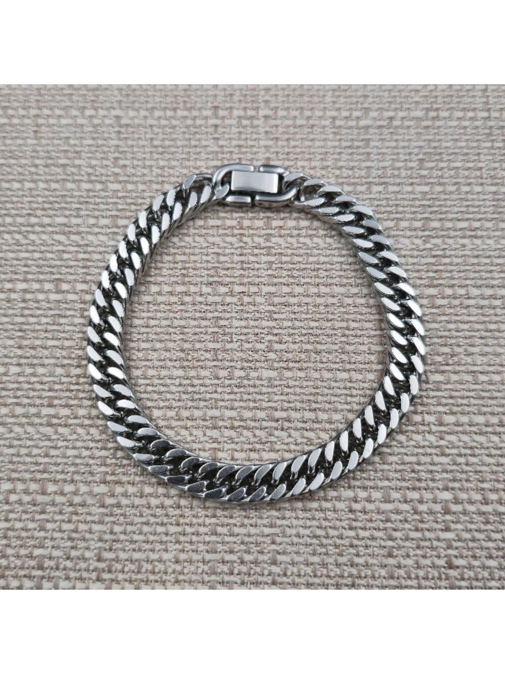 8 Inch Stainless Steel Polished Cuban Link Chain Bracelet A7693
